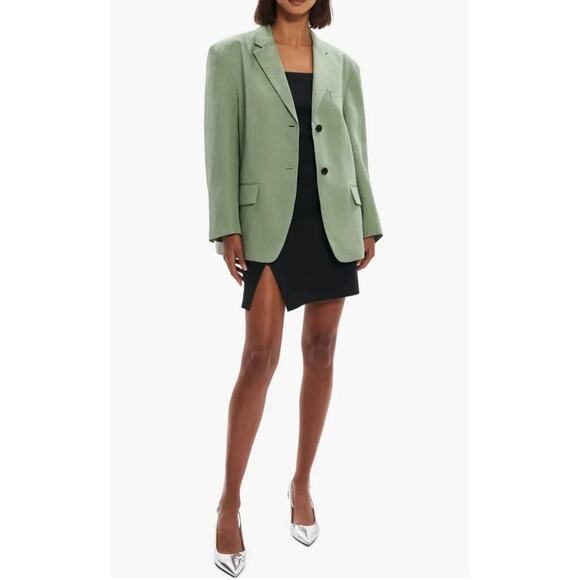 Theory Galena Oversized Linen Blazer - Leaf - Sz M/L - Picture 2 of 10